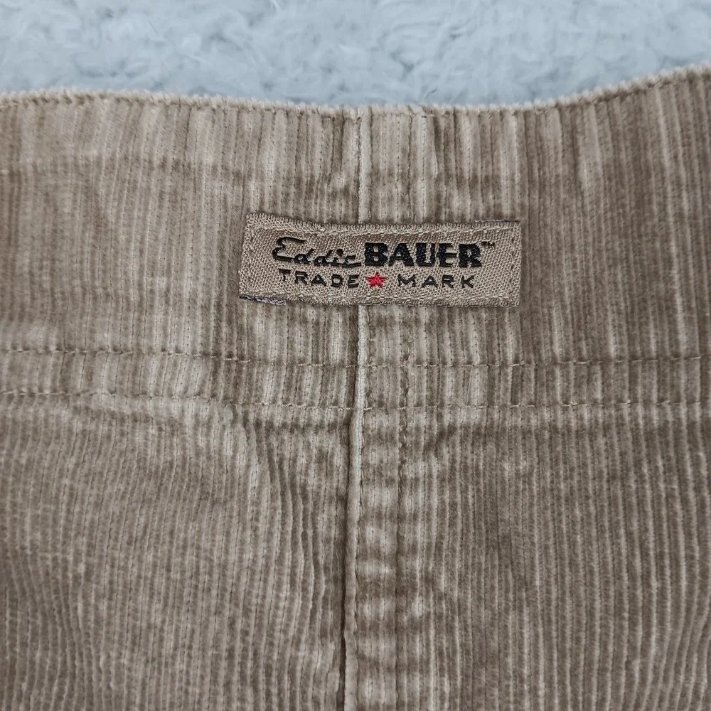 Eddie Bauer Skirt Maxi Corduroy Women 12 Tan Cargo Back Slit